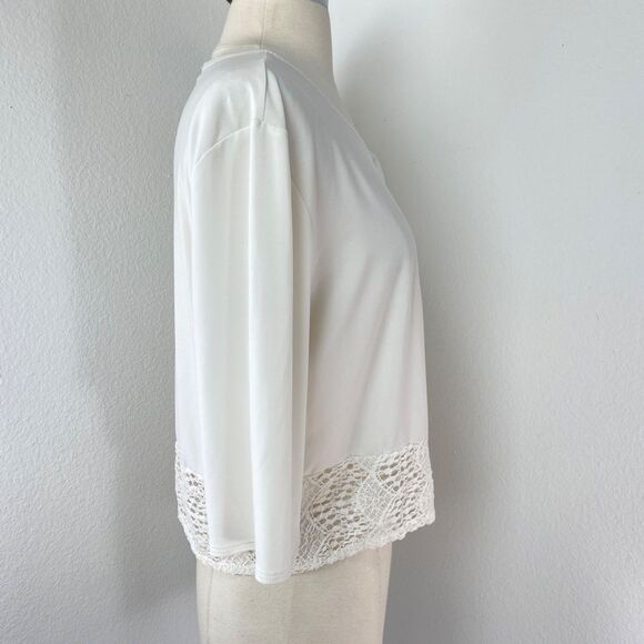 Vintage Michelle Lynn White Cardigan Large Open Front Whimsy Fairy Boho Peasant - Picture 9 of 10
